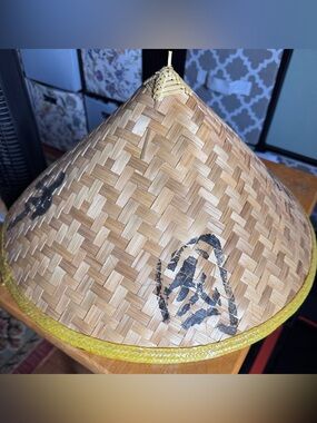Disney Epcot China Pavillon Handwoven Conical Hat in Natural Tan